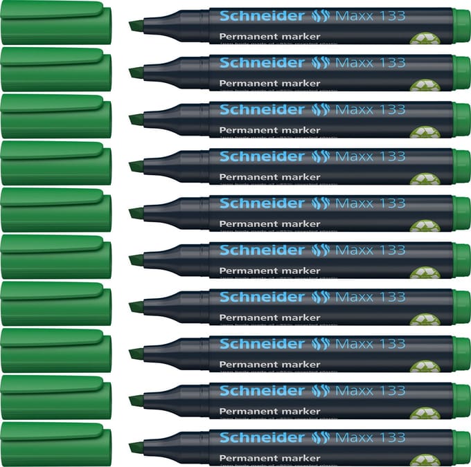 Schneider permanent marker - Maxx 133 - beitelpunt - groen - 10 stuks - S-113304-10