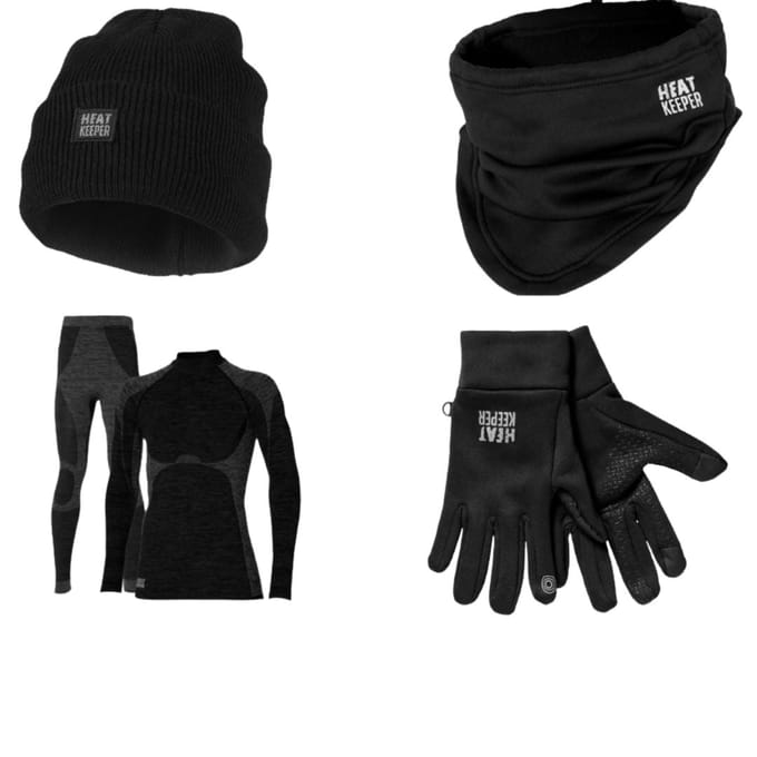 Allround Sportset Heren - Zwart - Maat M - Broek/Shirt + Handschoenen + Nekwarmer + Muts