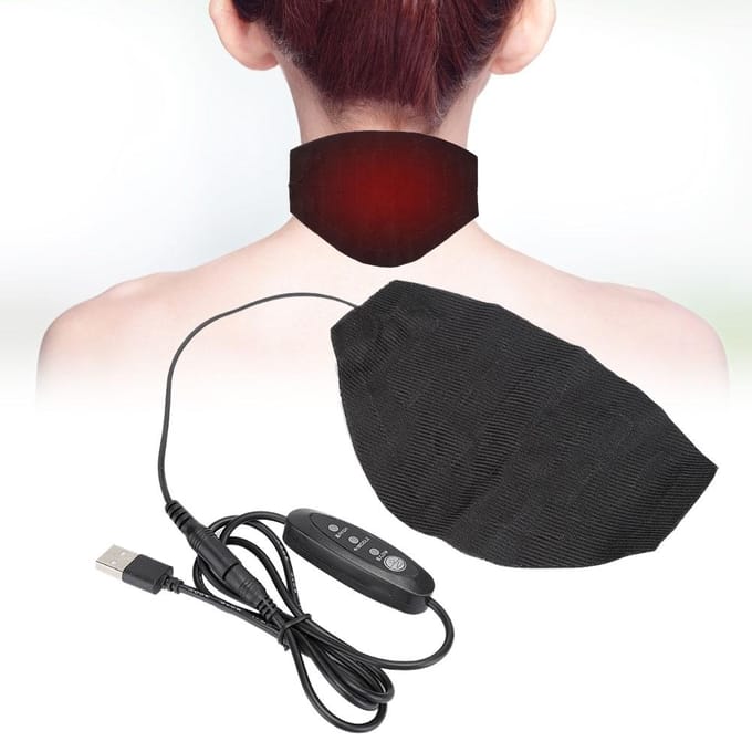 USB Draagbaar Elektrisch Verwarmingsdoek Wasbaar Verstelbaar Warm Houdend Nekverwarming Pad black