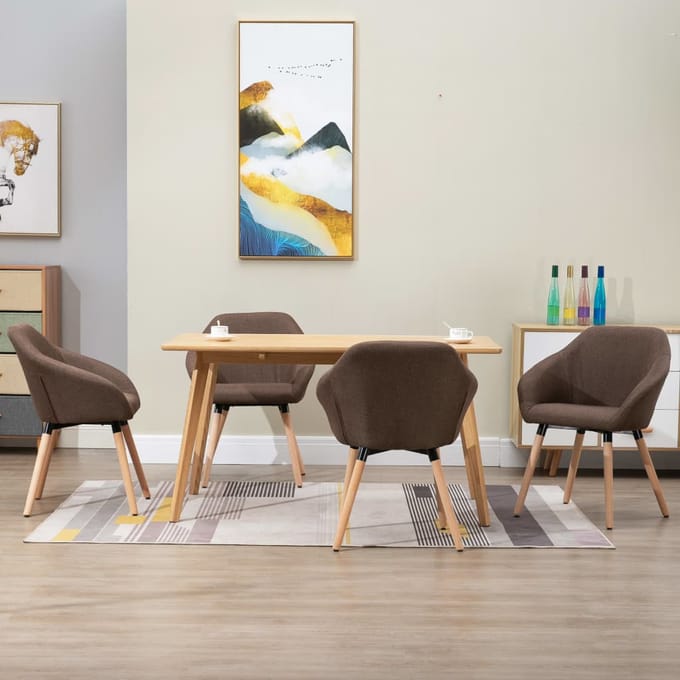 vidaXL - Eetkamerstoelen - 4 - st - stof - bruin