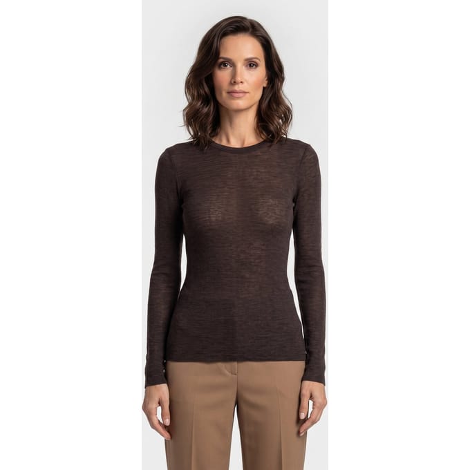 ARKET Oddrun Wool Rib Ls Brown Size: M | Long-Sleeved Tops Outlet | Dames | Bruin