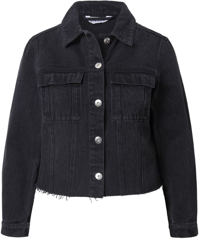 Studio Untold - Dames - Denim jas cropped ingekorte zoom - Zwart - Maat 54+
