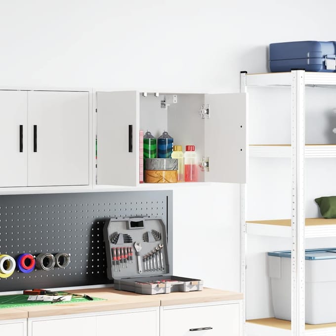 Armoire Murale de Garage Blanche en Bois Collé