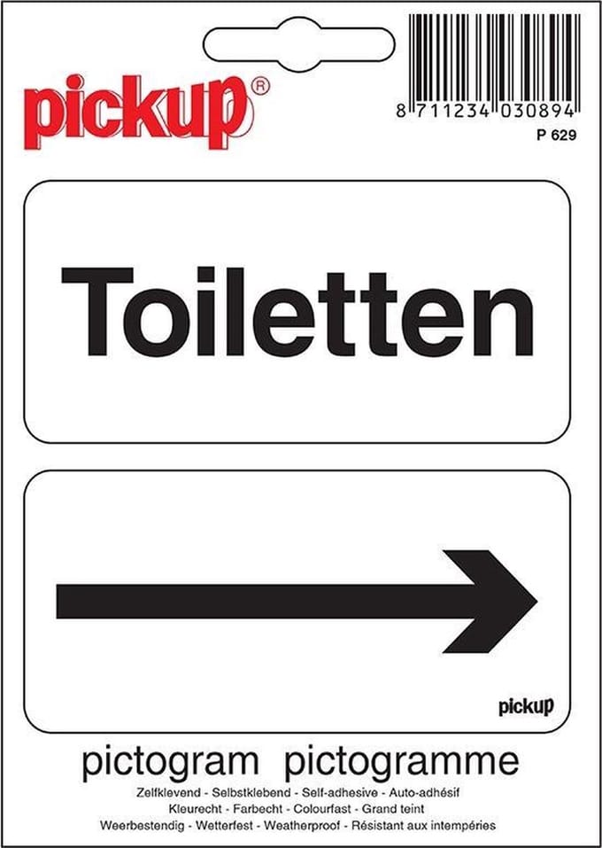 Pickup Pictogram 10x10 cm - Toiletten met pijl WC
