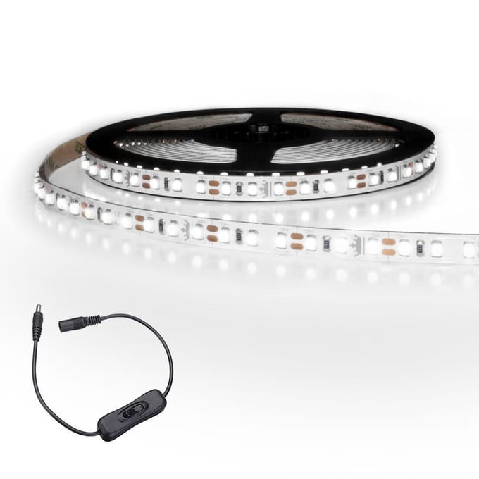 Led strip 3 meter Koud Wit Premium 360 Leds - Complete set met snoerschakelaar