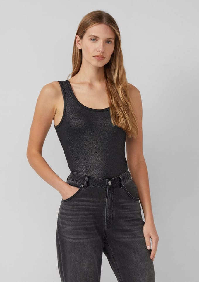 Vrouwelijke ribbed tanktop met metallic effect s.Oliver