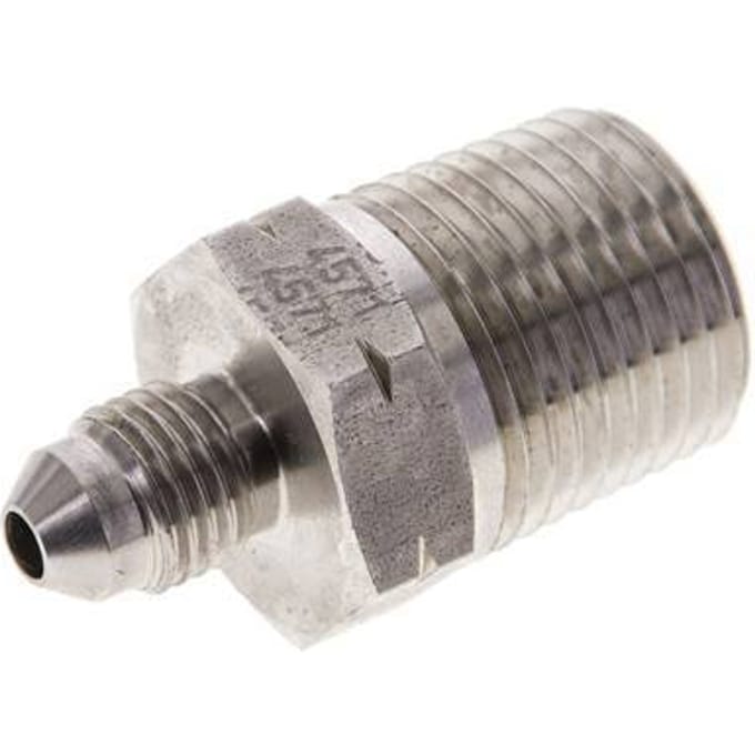 JIC  Dubbele Nippel UNF 7/16''-20 X 1/2'' NPT RVS 210bar