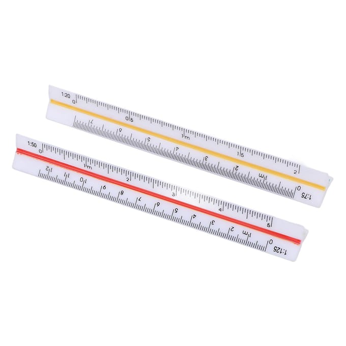 2 Stuks Architectonische Liniaal Set Plastic Kleine Schaal Zak Mini voor Ingenieur Architecten Engineering white