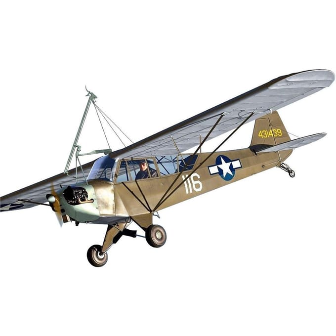 KP Models 1/72 US Army Piper L-4 Grasshopper met Brody Haak Plastic Modelbouw Kit KPM0191 gray