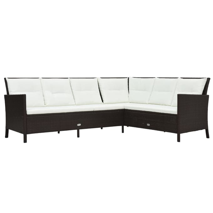 vidaXL - 3-delige - Loungeset - met - kussens - poly - rattan - bruin