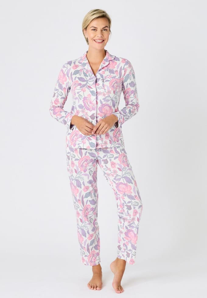 Damart - Pyjama van jerseytricot met knopen - Dames - Roze - 46-48 (L)