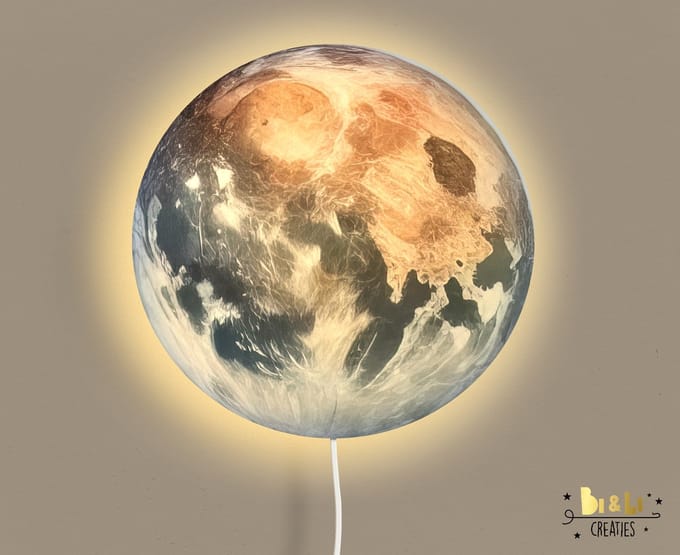 Wandlamp Aarde-nachtlamp-heelal-sfeerverlichting-kinderkamer-wandverlichting-40 diameter-incl fitting