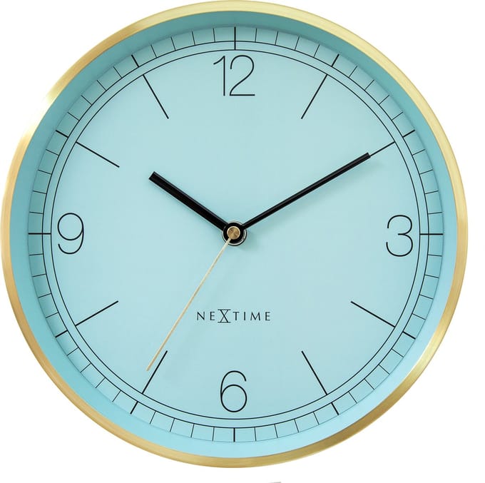 Wandklok 25cm - Stil - Goud/Turquoise - Metaal - NeXtime 'Bolero'