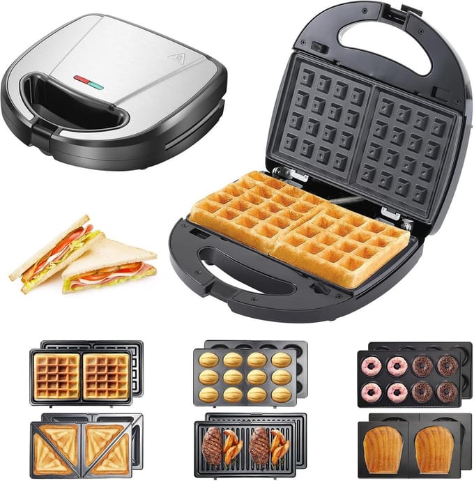 Wafelijzer met Verwisselbare Platen - Tosti Apparaat - Contact Grill Multifunctioneel