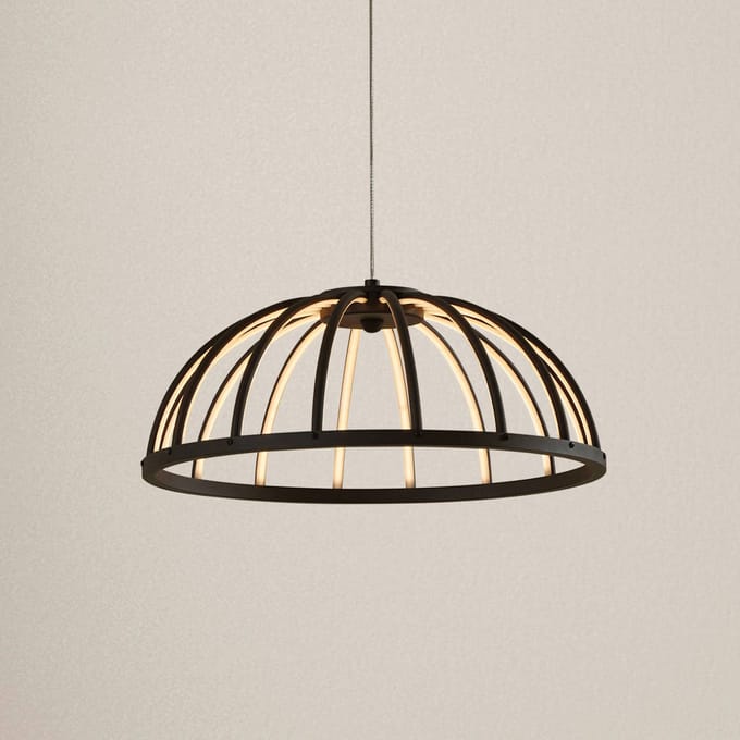 Lucande LED hanglamp Attea, zwart, Ø 40 cm, aluminium