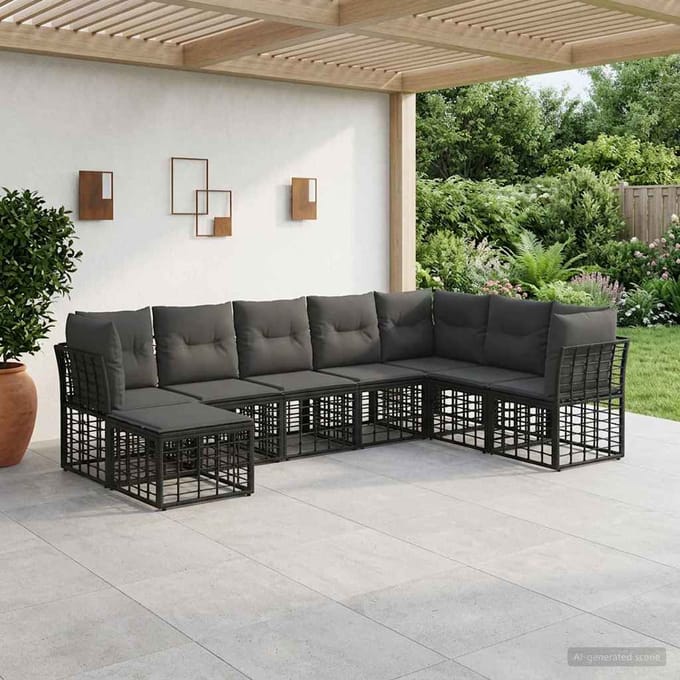 vidaXL - Buiten - bank - set - Zwart - Polyester