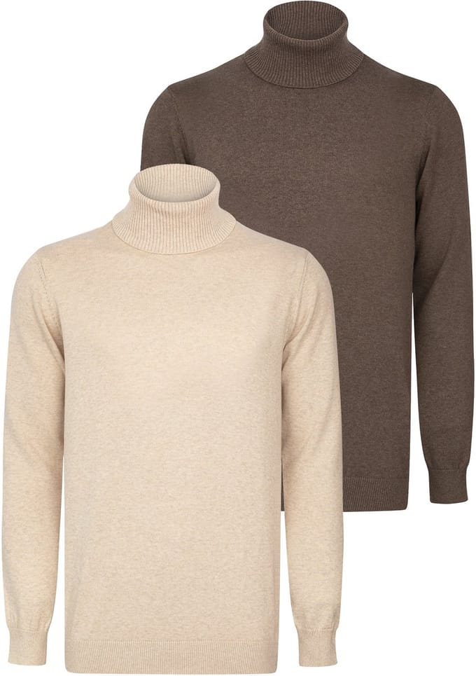 Felix Hardy Colturi - Trui 2 Pack - 100% Katoen Heren Beige-Bruin - M