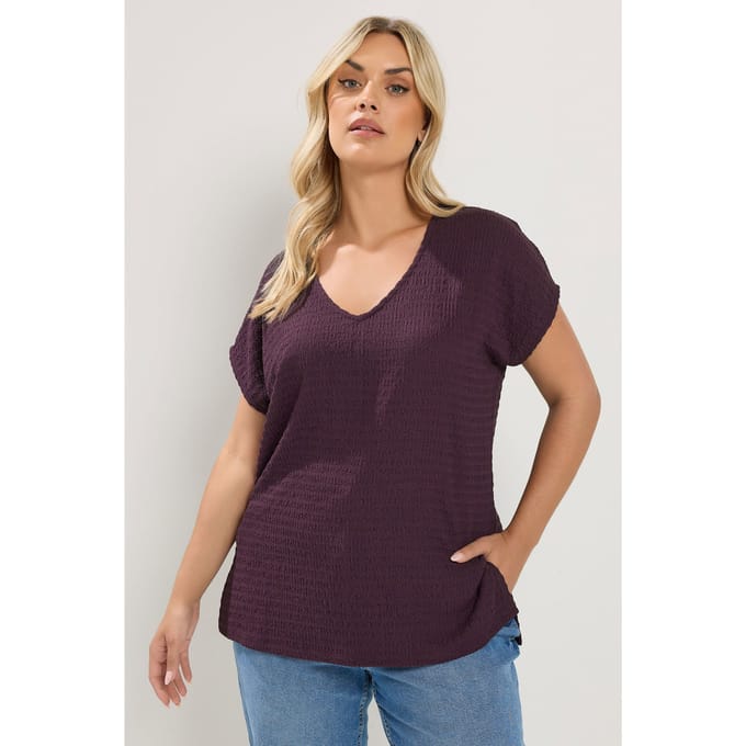 Yours Paars Tshirt Met Textuur Size 42
