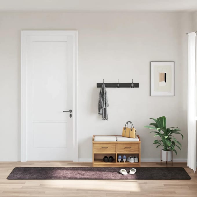 vidaXL - Vloerkleed - wasbaar - 80x300 - cm - antracietkleurig