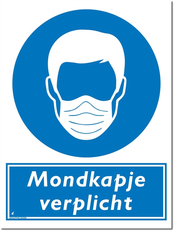 Mondkapje verplicht bord - Forex - 30 x 40 cm