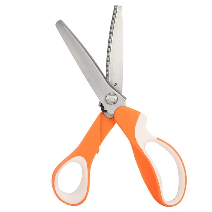 Ciseaux ondulés dentelés manche couleur DIY fait main tissu papier point de croix outils de coupe(Triangulaire white