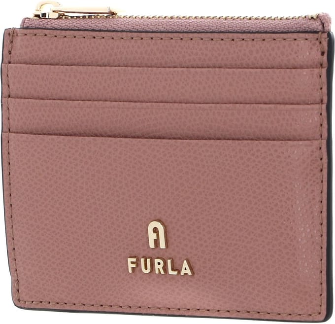 FURLA Leren Kaarthouder Camelia Zipped Card Case Tulle Oud roze