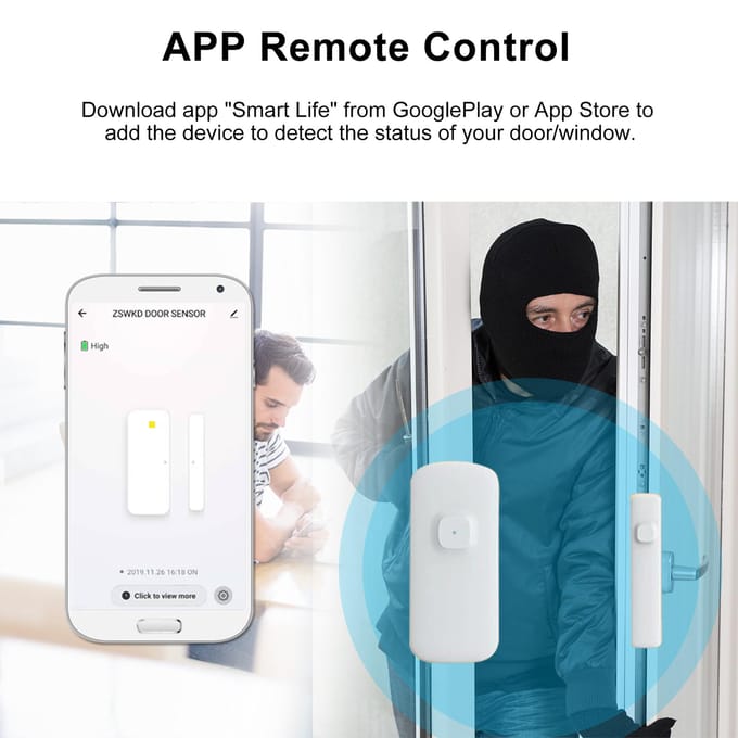 WIFI Deur Sensor Tuya APP Bediening Deur Raam Opening Beveiliging Alarm Sensor Magnetische Schakelaar 1pcs wit