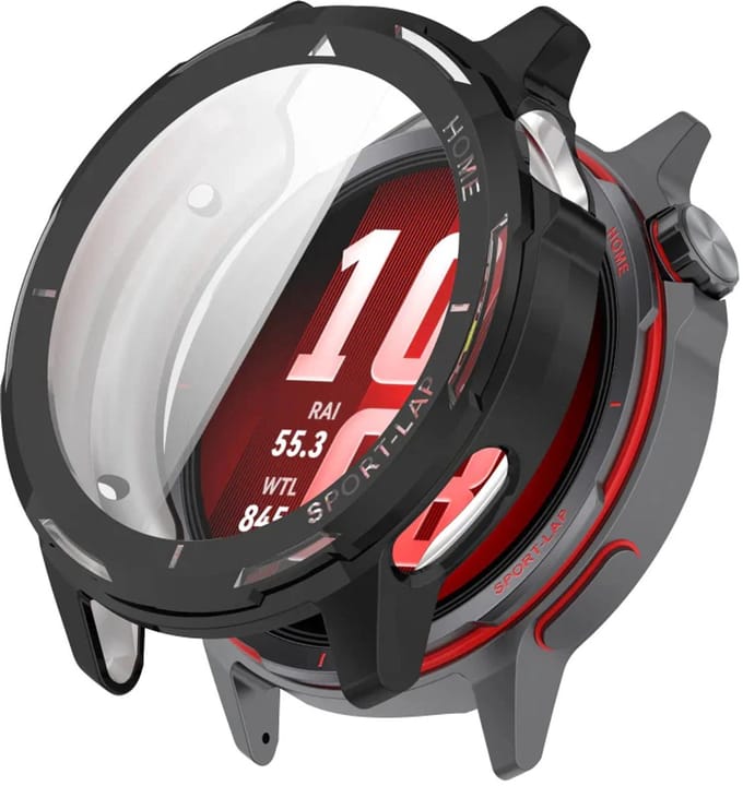 Strap-it TPU Case geschikt voor Huawei Watch GT Runner 2 - Optimale bescherming tegen krassen & stoten - Screenprotector (Zwart)