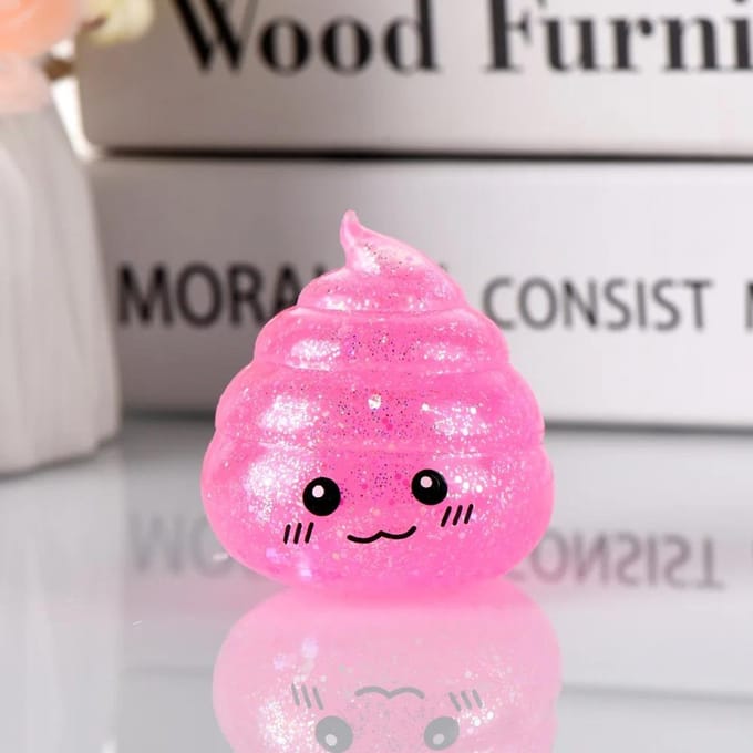Glitter Poep Stressbal - Grappig Squishy Rekbaar Speelgoed voor 1 April Grappen, Jokes & Angstverlichting Sensorisch Spel 6.5x5.5cm roze