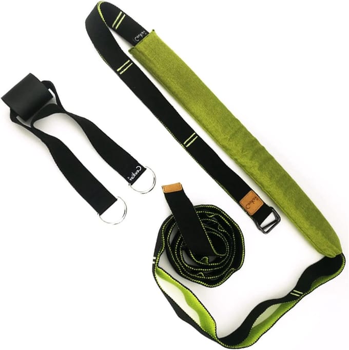 Rugbuig Trainer - Flexibiliteitsband - Yoga Houding - Deur Hangend Ontwerp - Polyester Katoen - Groen