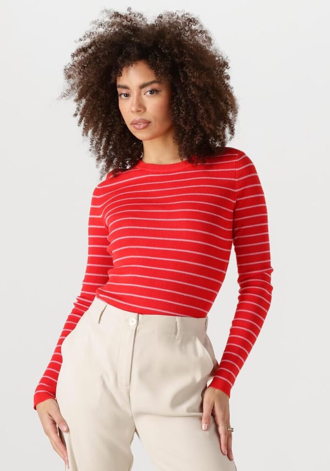 Ydence Knitted Top Devina Tops & T-shirts Dames - Shirt - Rood - Maat XS