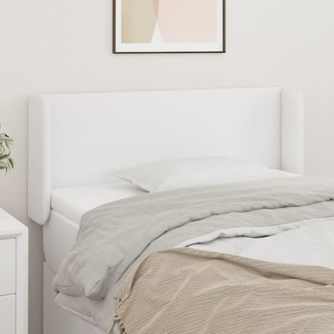 vidaXL - Hoofdbord - met - randen - 83x16x78/88 - cm - kunstleer - wit