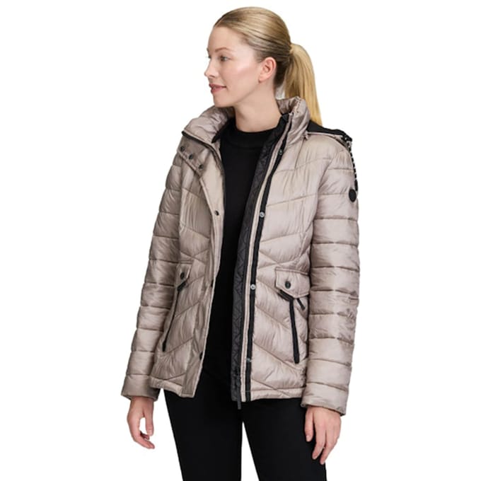 Dik gewatteerd jack van imitatiedons - taupe - Gr. 46 van Goldner Fashion