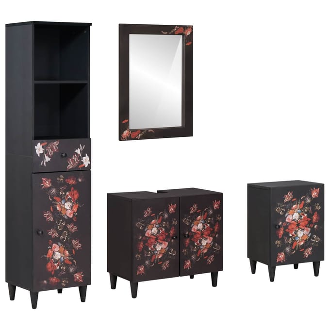 vidaXL Badkamerkast set met lade met opslag 4 pcs Massief Mango Hout