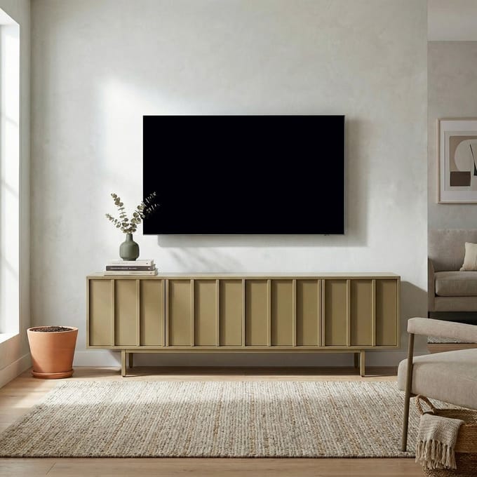 TV-meubel Travis Taupe/Groen - Modern Design - 4 deuren - Greeploos