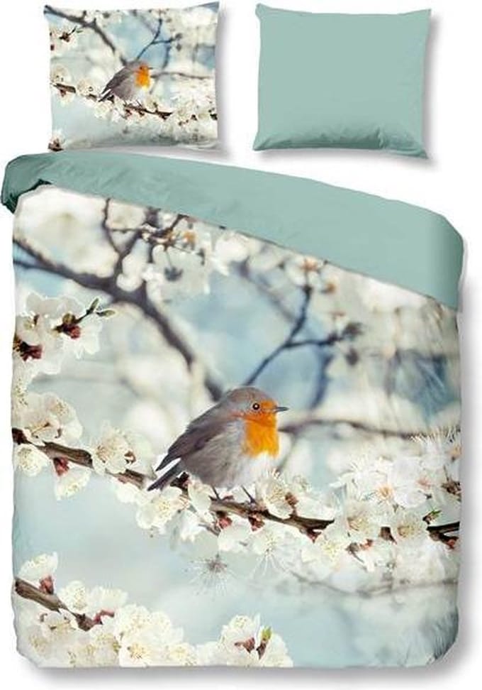 Snoozing Robin - Flanel - Dekbedovertrek - Eenpersoons - 140x200/220 cm + 1 kussensloop 60x70 cm - Multi kleur