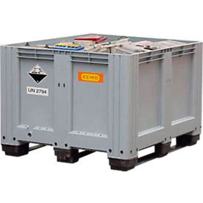Cemo afvalbatterijbox, hard polyetheen (PEHD), grijs/oranje, B 1200 x D 1000 x H 760 mm, 610 l, tot 600 kg