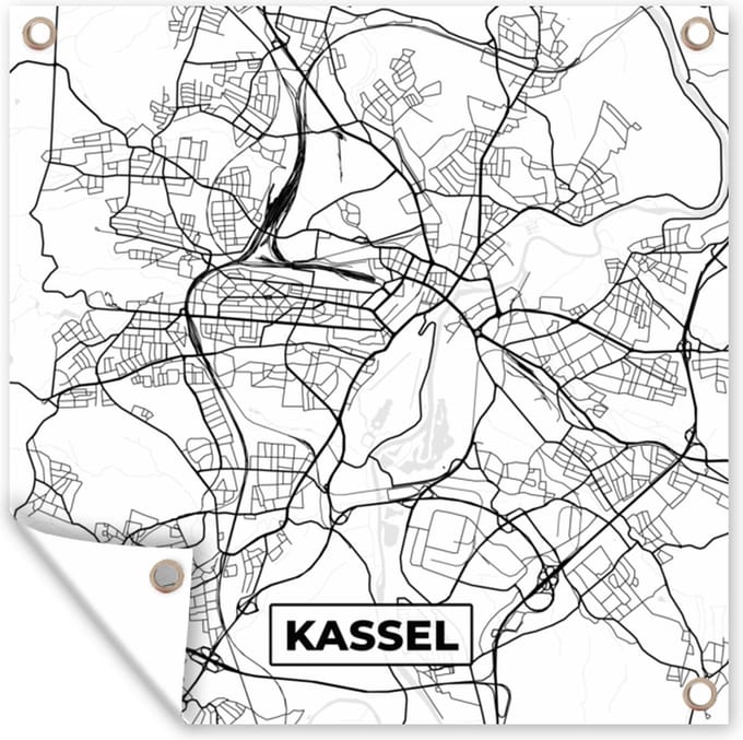 Tuindoek Kassel - Plattegrond - Kaart - STadskaart - 100x100 cm