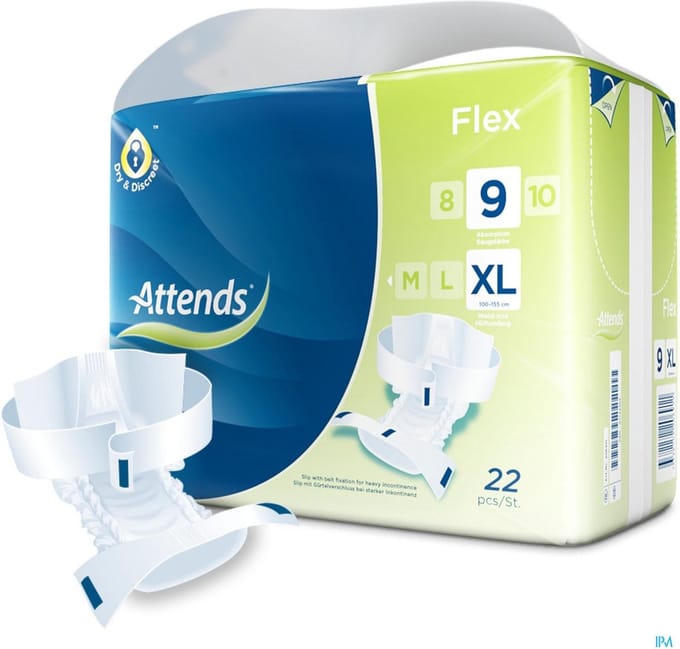 Attends Flex 9 Xlarge | Incontinentieverband met Heupband | 22 Stuks