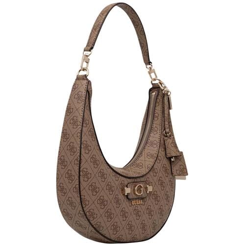 GUESS schoudertas Lindsey Hobo Latte Logo Lichtbruin