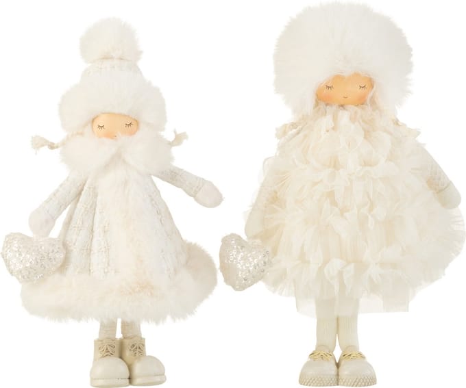J-Line figuur Meisje Staand - textiel - wit - small - 2 stuks