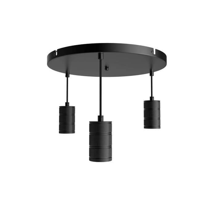 Calex Retro Plafondlamp - 3x E27 - Hanglamp Industrieel - Ø40cm Pendellamp Rond - Zwart