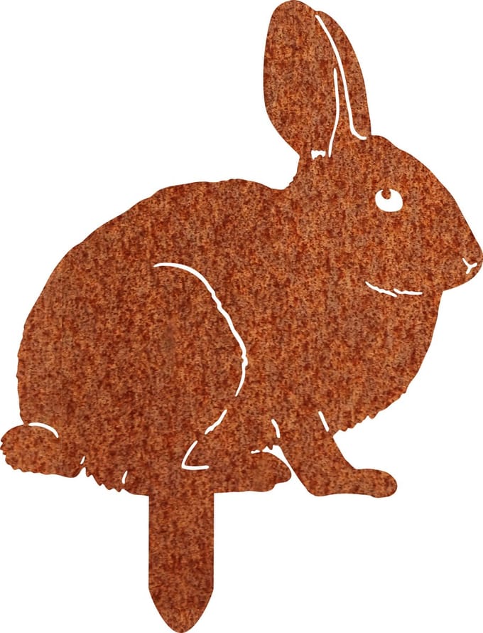 Ferdec - Konijn met grondpin - silhouet van cortenstaal