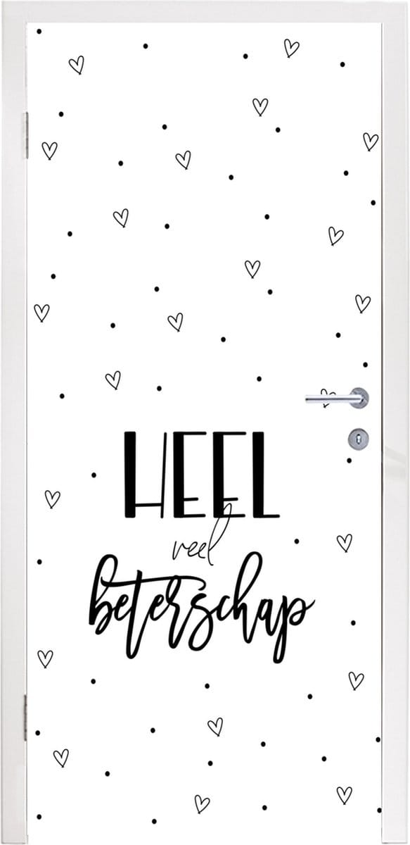 Deursticker Beterschap - Spreuken - Hartjes - Zwart wit - 85x205 cm - Deurposter