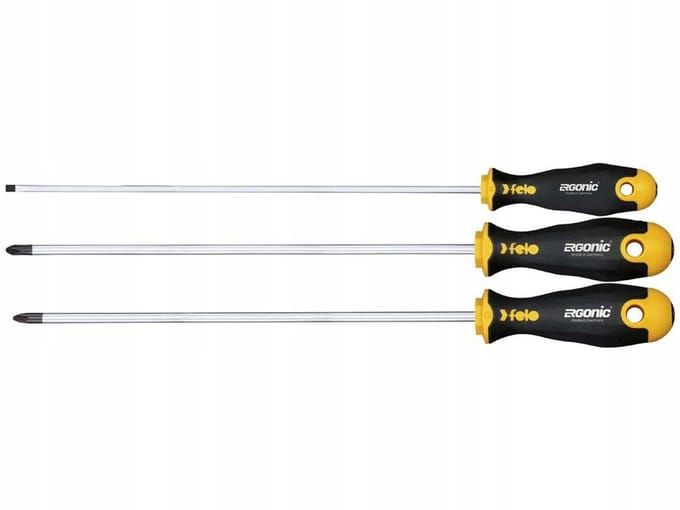 FELO Ergonic - Schroevendraaierset - 3 stuks - Lang - Ergonomisch Handvat