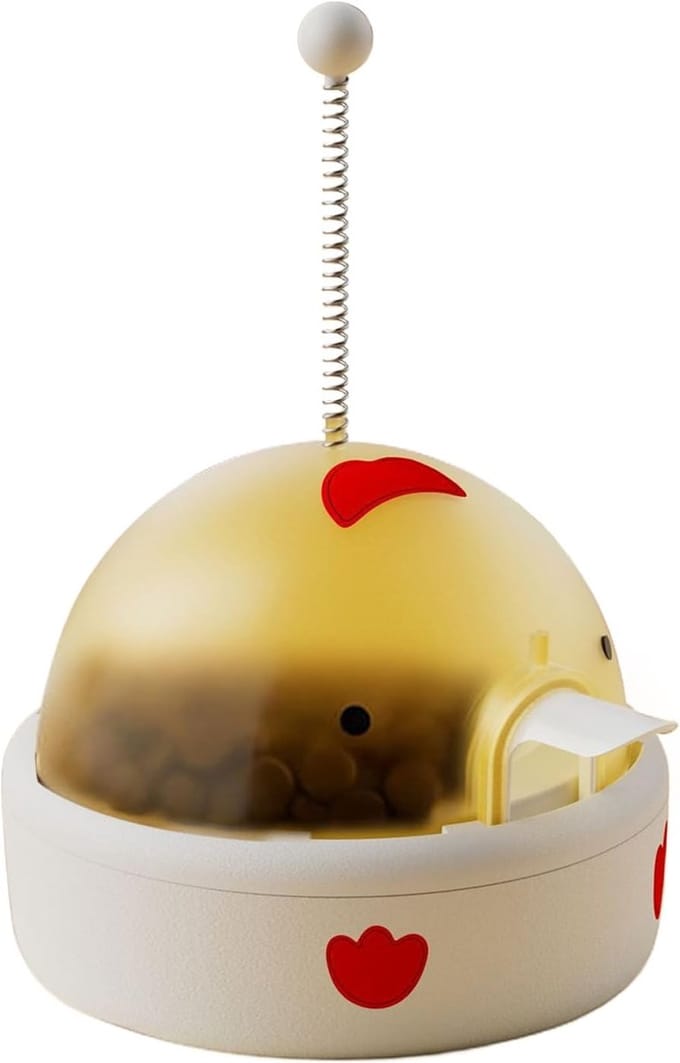 Katten Voederpuzzel - Interactieve Dispenser - Cognitieve Training - Selectieve Eetoplossing - 22 x 13 x 12 cm - Geel