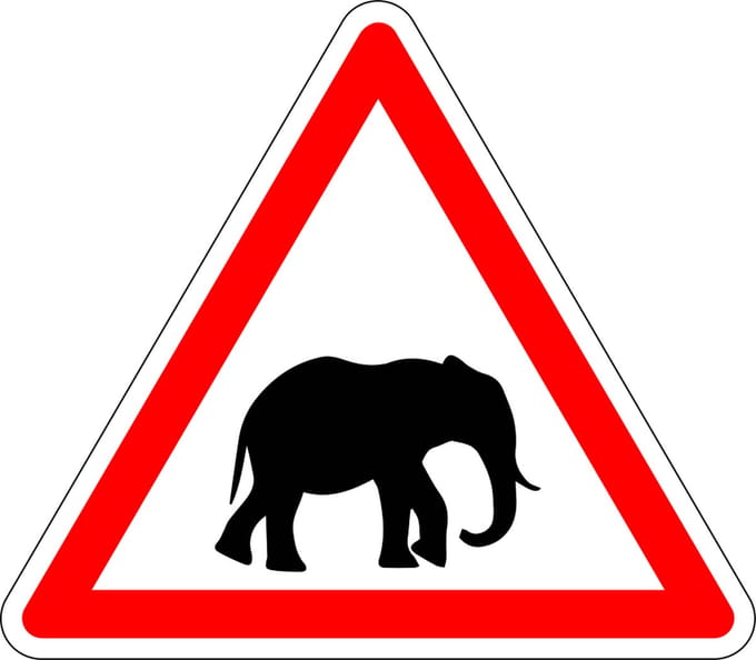 Pas op olifant sticker 100 mm
