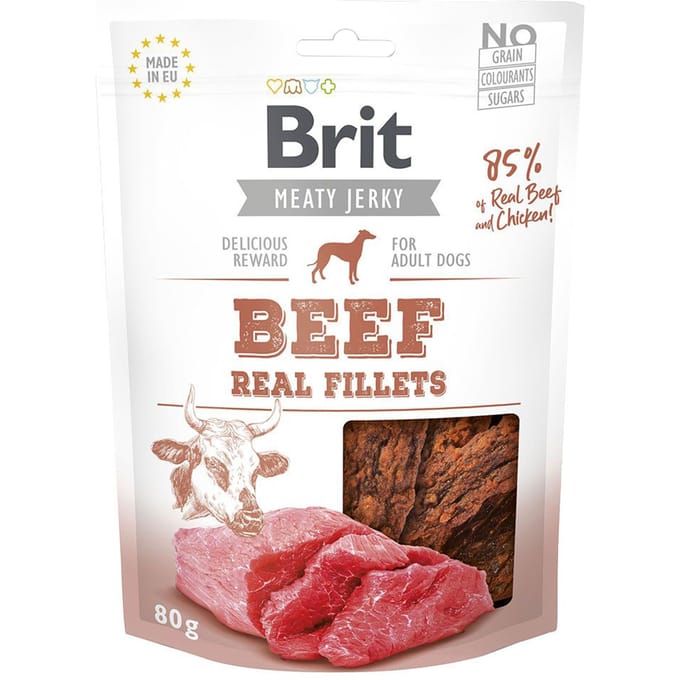 Brit Jerky Beef Real Fillets - Rundvlees - hondensnoepjes - 80 g