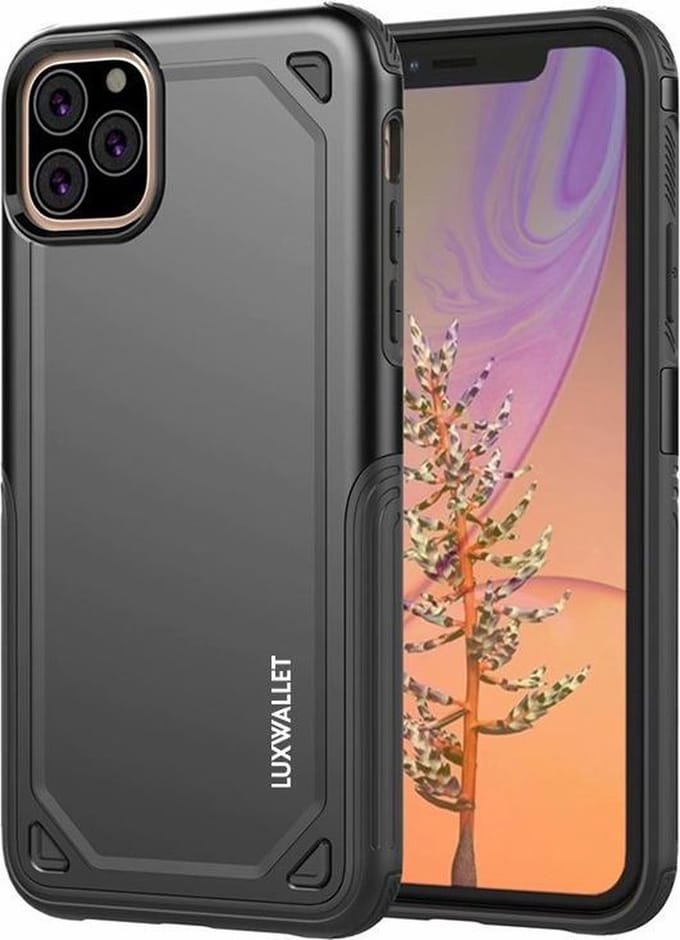 LUXWALLET® iPhone 11 PRO MAX Case - Desert Armor Drop Proof Hoes - Nightfall Black