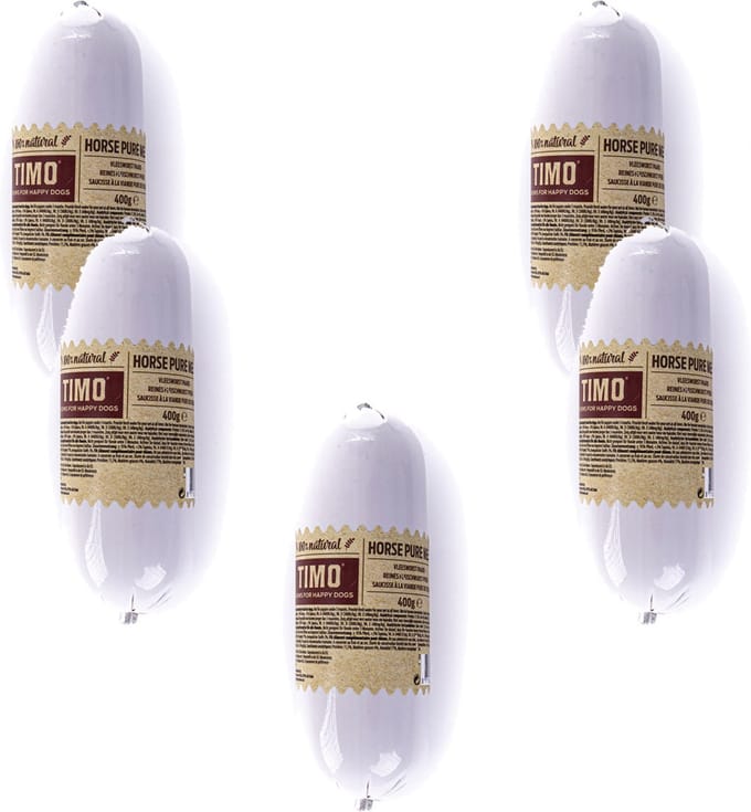 Timo Vleesworst Paardenvlees - Hondensnacks - 5 x 400 g
